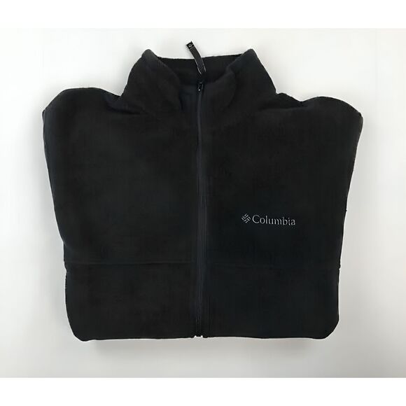 Men's Columbia Fleece Jacket Size Small Black Full Zip Warm Pockets Excellent - Picture 1 of 5